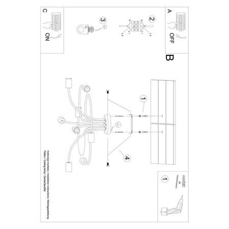Żyrandol LEVAR 8 czarny (SL.1457) - Sollux Lighting