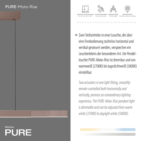 Lampa z płynną regulacją wysokości i szerokości PURE-MOTO-RISE BRĄZOWA (2545-34) - Paul Neuhaus
