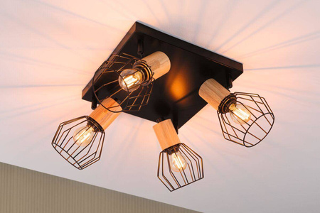 Lampa sufitowaLanka max. 4x20W E14 230V  czarny/drewno (PL66769) - PAULMANN
