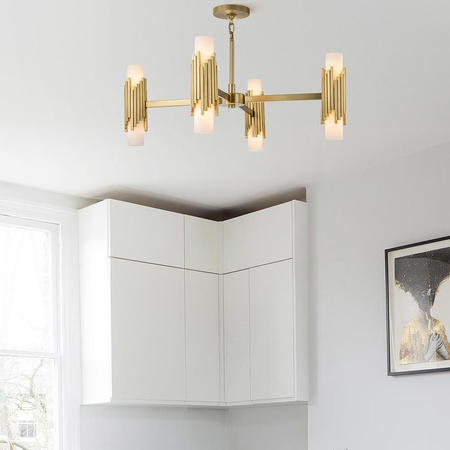 Żyrandol Marvele - 8 źródeł światła - Postarzany mosiądz (MARVELE8-AB-OPAL) - Elstead Lighting