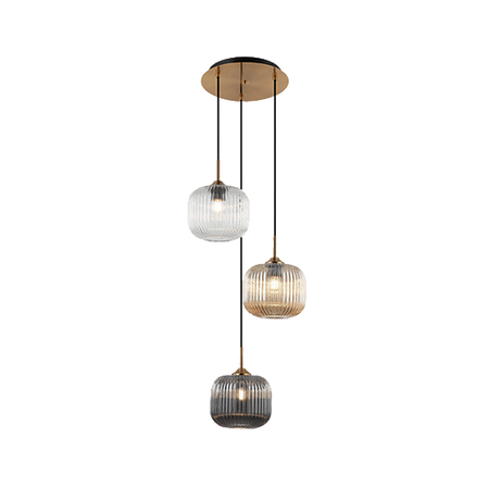 PENDANT LIGHT 3XE27 MAX 40W GLASS CREAR SMOKED CHAMPAGNE (22073 Zambelis) - Zambelis