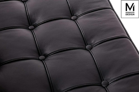 MODESTO sofa dwuosobowa BARCELON czarna - ekoskóra, stal polerowana (KH1501100136) - Modesto Design
