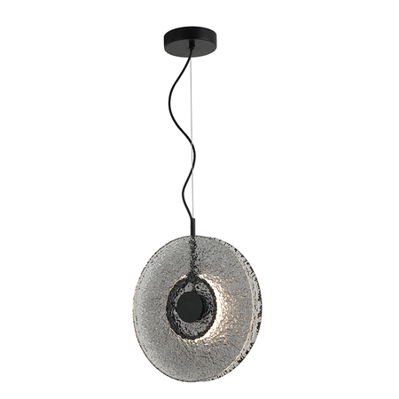 PENDANT LED LIGHT 11W 3000K METAL-GLASS, BLACK-SMOKED GREY (23074 Zambelis) - Zambelis