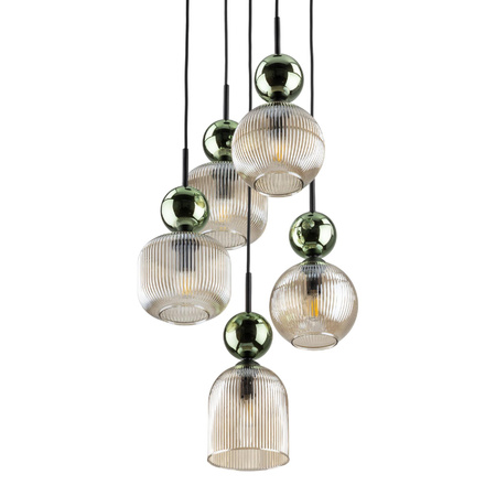 SOPHIA GREEN COGNAC LAMPA WISZĄCA 5XE14 (11149) - TK Lighting