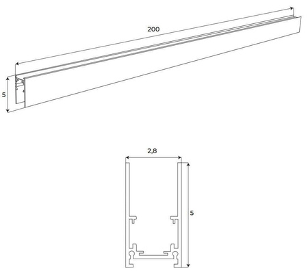 MAXLIGHT MT0002 SZYNA MAGNETYCZNA GŁĘBOKA, NATYNKOWA, 2 METRY, CZARNA