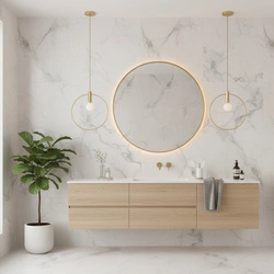 Złota lampa wisząca przy lustrze Bella 40 cm (DP0001A-400R) - Step into Design