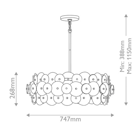 Żyrandol w stylu art Deco Rene - 6 źródeł światła - Przecierany mosiądz (QN-RENE-6P-DSB) - Quintiesse