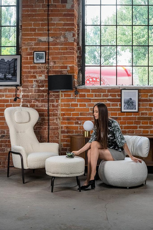 Fotel TEDDY GRAND z podnóżkiem beżowy -   stal (KH1301100124) - King Home