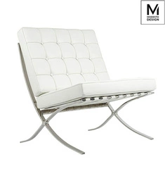 MODESTO fotel BARCELON biały - ekoskóra,  stal polerowana (KH1501100290) - Modesto Design