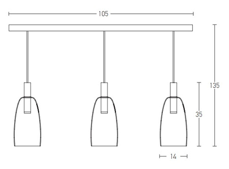 PENDANT LIGHT LED 3X5W 3000K BLACK (1970 Zambelis) - Zambelis