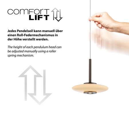 Ściemnialna lampa nad stół z płynną regulacją wysokości PURE VITRUM CIEMNOMETALOWO-BRĄZOWY (2083-34) - Paul Neuhaus