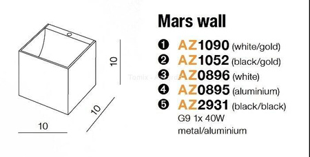 Kinkiet MARS black/gold (AZ1052 | GM1109-BK-GO) - AZZARDO