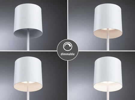 Lampka stołowa akumulatorowa TUNI LED DIM USB-C 2.8W 240lm 2700K IP44 biały matowy / tworzywo sztuczne (PL76999) - PAULMANN