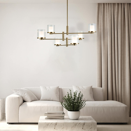 PENDANT LED LIGHT 42W 3000K METAL-GLASS GOLD (23019 Zambelis) - Zambelis
