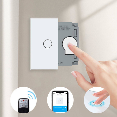 Moduł pojedynczego włącznika dotykowego z separowanymi stykami sterowany pilotem z pojedynczym niebieskim panelem szklanym (VL-C701IR-69) LIVOLO