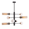 PENDANT LIGHT 4XG9& 4XE27 OPAL GLASS BLACK - ANTIQUE BRASS (22055 Zambelis) - Zambelis