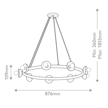 Żyrandol Palta - 9 źródeł światła - Satynowa czerń (KL-PALTA9-BK) - Elstead Lighting