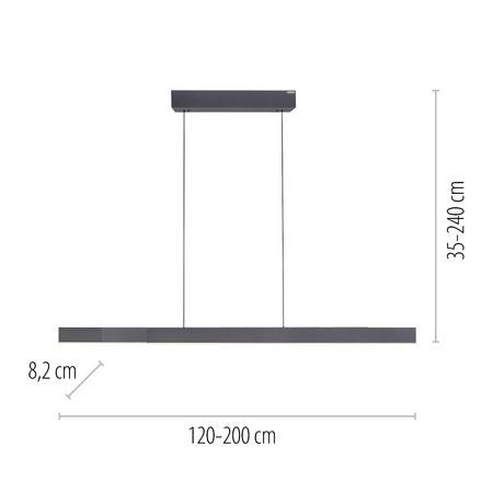 Lampa z płynną regulacją wysokości i szerokości PURE-MOTO-RISE CZARNY PERŁOWY (2545-18) - Paul Neuhaus