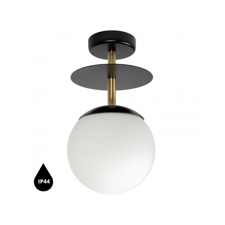 PLAAT B czarna lampa przysufitowa / plafon z mosiądzem z podwyższoną szczelnością IP44 (PLB123S3) - Ummo