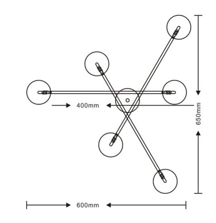 Dorado 6 plafon czarny (LP-002/6C BK) - Light Prestige