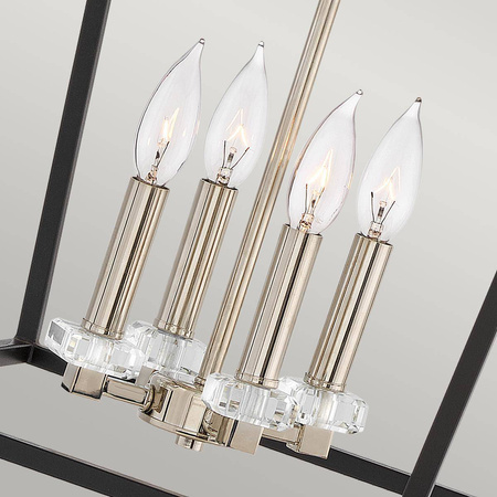 Duża lampa wisząca/ Półplafon Stinson - 4 źródła światła - Czarna/ Polerowany nikiel (QN-STINSON-4P-L-BK) - Quintiesse