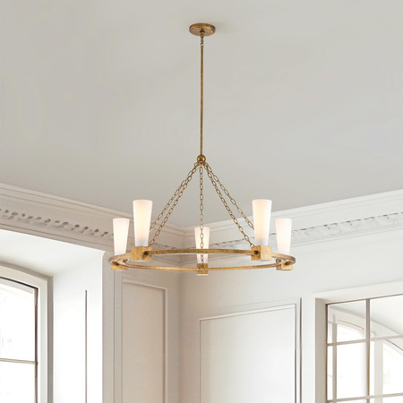 Żyrandol Kristy - 5 źródeł światła - Przecierane złoto (KRISTY5-DG-OPAL) - Elstead Lighting