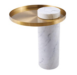 Stolik kawowy COLUMN marmurowy biało złoty 55 cm (DP-FA1 white gold) - Moos Home