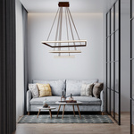 LAMPA LED ŻYRANDOL SUFITOWA + PILOT 116W BRĄZ DL-F09 MOKKA - DomenoLED