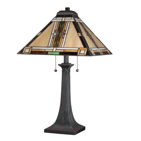 Lampa na stół w stylu Tiffany - Lampa stołowa Navajo Brązowy  (QZ-NAVAJO-TL-VB) - Elstead Lighting