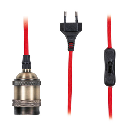 Neordic Eldar lampa industrialna wisząca z włącznikiem max 1x20W E27 Czerwony/Oksydowany metal 230V (PL79770) - PAULMANN