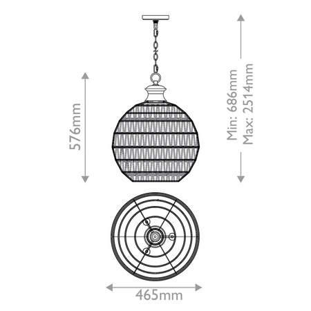 Lampa wisząca Casablanca - 3 źródła światła - Palladiański brąz (QZ-CASABLANCA-3P-PBZ) - Elstead Lighting
