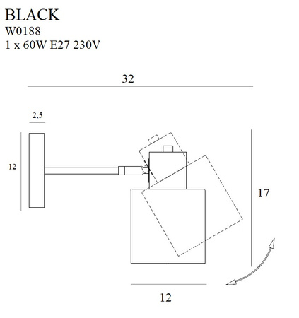 Kinkiet Black (W0188) Maxlight