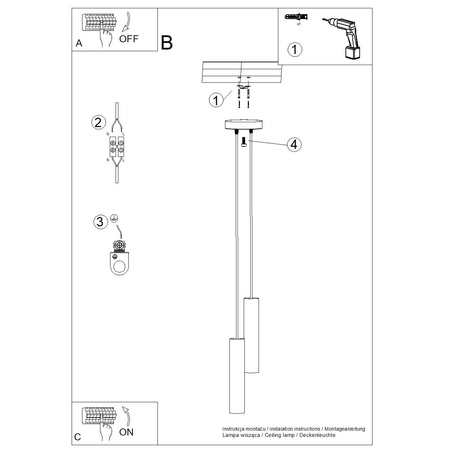 Lampa wisząca LAGOS 2P czarna (SL.1869) - Sollux Lighting