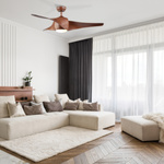 FAN CEILING  40W  WOOD GRAIN BLADES WITH 15W LIGHT 3000K-4000K-6000K SWITCH REMOTE CONTROL (20256 Zambelis) - Zambelis