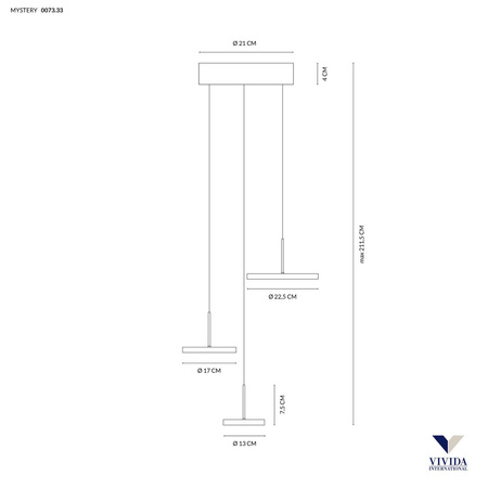 Lampa Wisząca MYSTERY 3 (0073.33.NE.WN) - Vivida