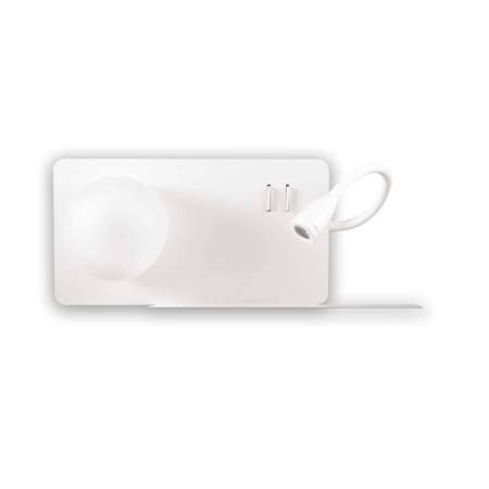 Kinkiet z półką i ładowaniem USB BOOK Biały (BOOK-2_AP_BIANCO) - Ideal Lux