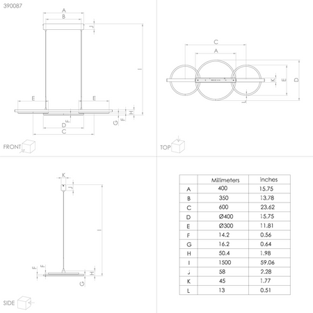 Lampa wisząca LANACERA czarna (390087) - EGLO
