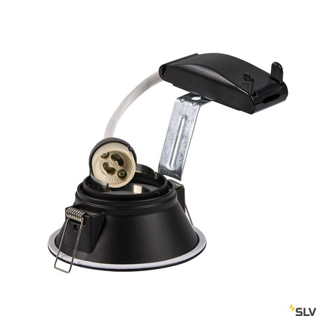 HORN-O, lampa wpuszczana, QPAR51, okrągła, kolor czarny matowy, maks. 50W, ze sprężynami zaciskowymi (113160) - SLV