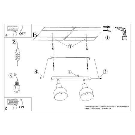 Plafon ELBA 2 czarny (SL.1317) - Sollux Lighting