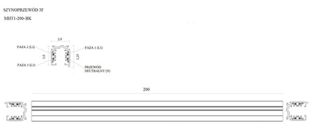 Szyna prądowa trójfazowa 2 m czarna (MHT1-200-BK) - Maxlight