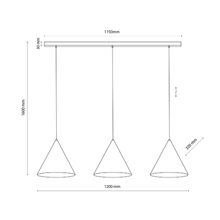 CONO BLACK LAMPA WISZĄCA 3 L LISTWA (10060) - TK Lighting