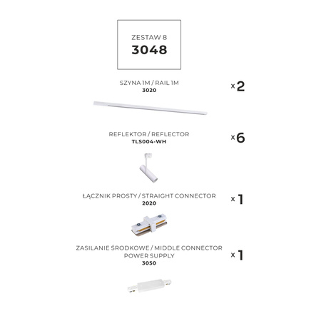 ZESTAW 8 SZYNOPRZEWODY WHITE JEDNOOBWODOWY (3048) - Zuma Line