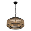 Lampa wisząca z plecionki rattanowej Teton (QZ-TETON-5P-MBK) - Elstead Lighting