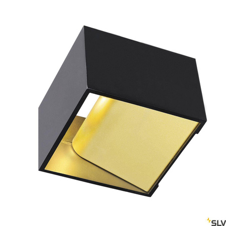 LOGS IN, lampa ścienna, LED, 3000K, kwadratowa, kolor czarny/mosiądz, z zasilaczem LED (151320) - SLV