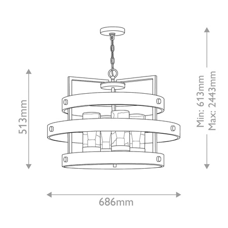 Rustykalny żyrandol Riverwood - 4 źródła światła - Ciepły brąz, ciepły jesion (QN-RIVERWOOD4) - Quintiesse