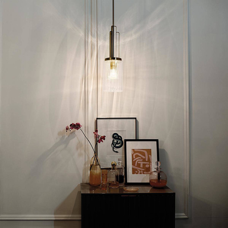Lampa wisząca Kimrose - 1 źródło światła - Szczotkowany naturalny mosiądz (QN-KIMROSE-MP-BNB) - Quintiesse