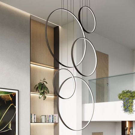 Lampa wisząca RIO 5 55/55/78/110/110 czarna LED 3000K (TH.496) - Thoro Lighting