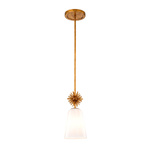 Mała lampa wisząca Staring - 1 źródło światła - Przecierane złoto (STARING-MP-DG-OPAL) - Elstead Lighting