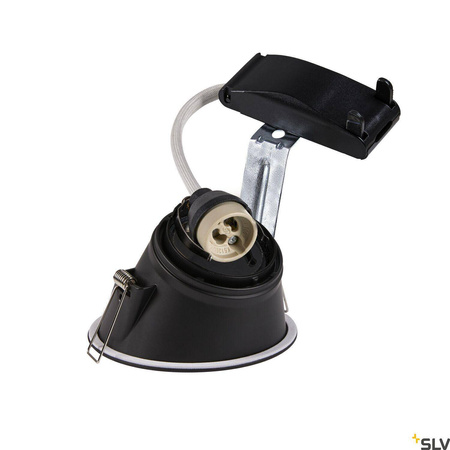HORN-A, lampa wpuszczana, QPAR51, okrągła, kolor czarny matowy, maks. 50W, ze sprężynami zaciskowymi (113150) - SLV