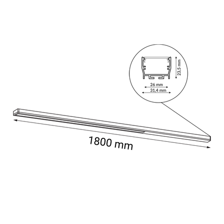 Plafon Hiate Line - Czarny (1800 mm) 3000K   (1816) - Shilo